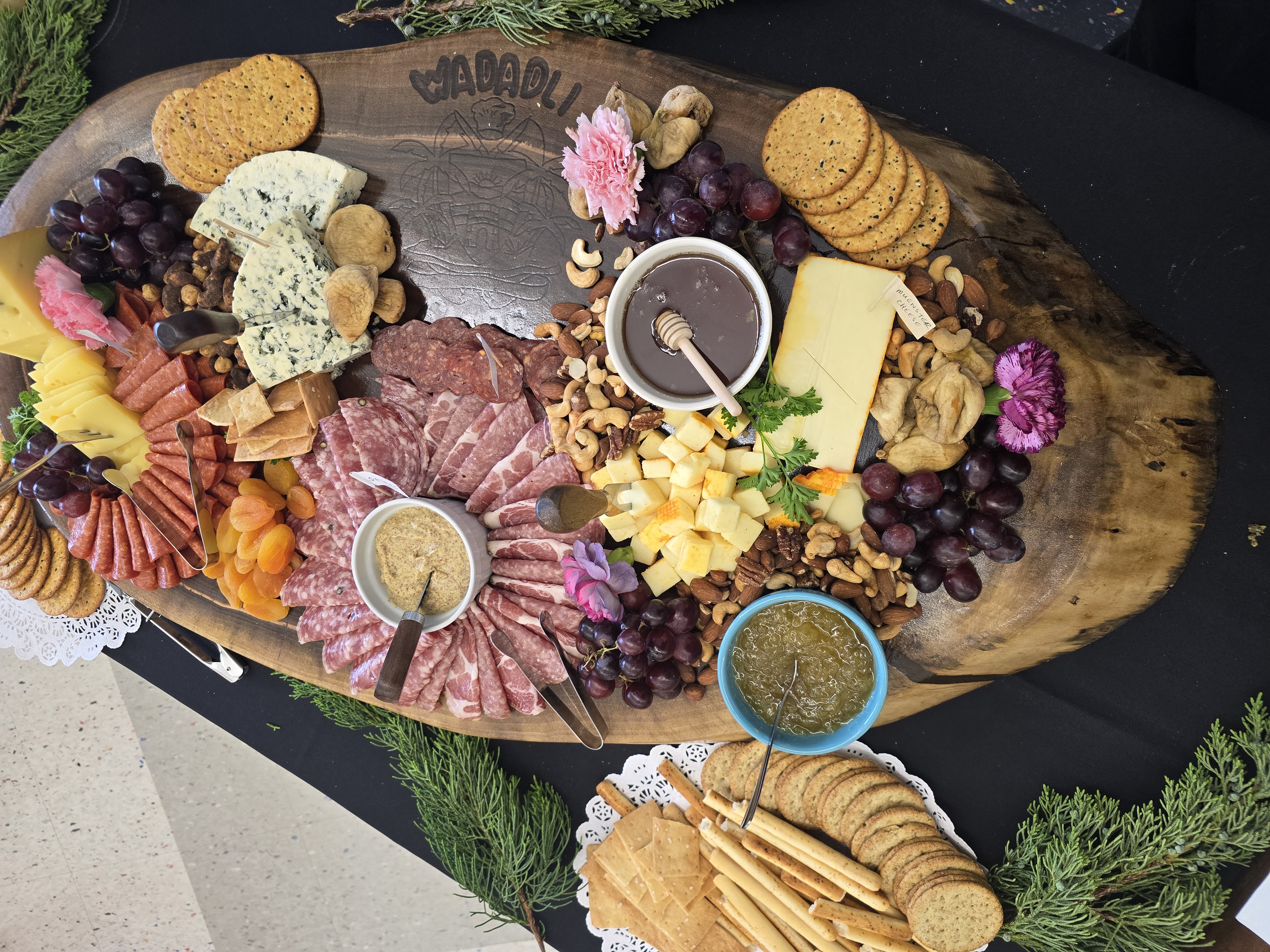 Charcuterie Closeup Flowers Honey - Wadadli Flare Catering